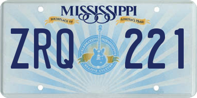 MS license plate ZRQ221