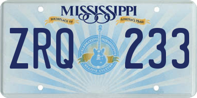 MS license plate ZRQ233