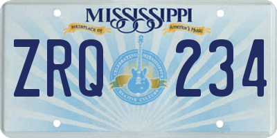 MS license plate ZRQ234