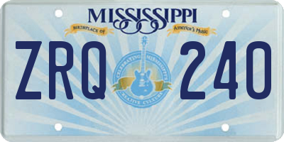 MS license plate ZRQ240