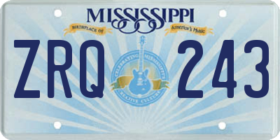 MS license plate ZRQ243