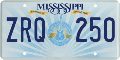 MS license plate ZRQ250