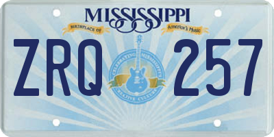 MS license plate ZRQ257