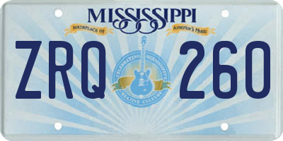 MS license plate ZRQ260