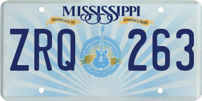 MS license plate ZRQ263