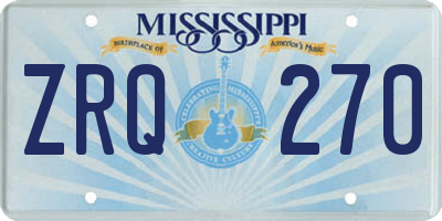 MS license plate ZRQ270