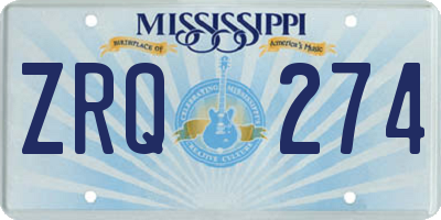 MS license plate ZRQ274