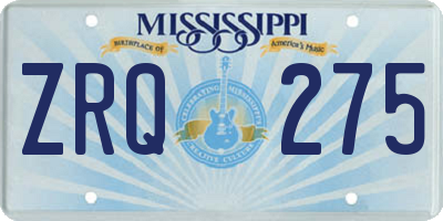 MS license plate ZRQ275