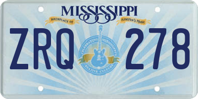 MS license plate ZRQ278