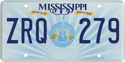 MS license plate ZRQ279