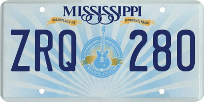MS license plate ZRQ280