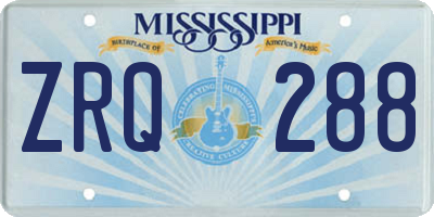 MS license plate ZRQ288