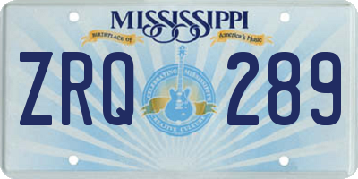 MS license plate ZRQ289