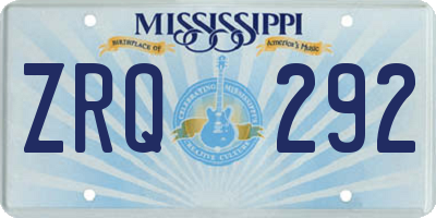 MS license plate ZRQ292