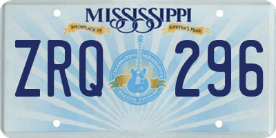 MS license plate ZRQ296