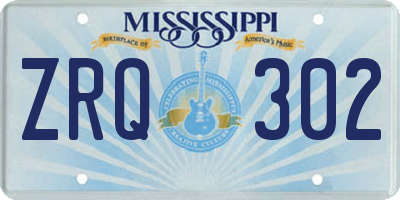 MS license plate ZRQ302