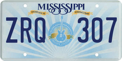 MS license plate ZRQ307