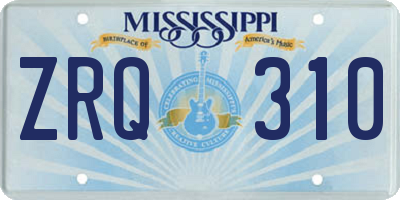 MS license plate ZRQ310