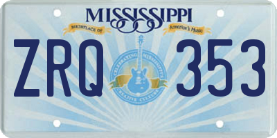 MS license plate ZRQ353