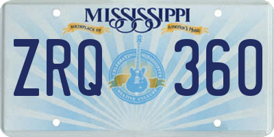 MS license plate ZRQ360