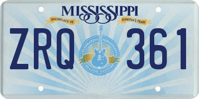 MS license plate ZRQ361
