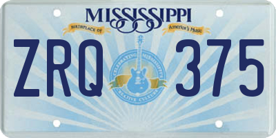MS license plate ZRQ375