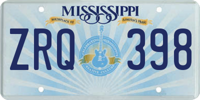 MS license plate ZRQ398