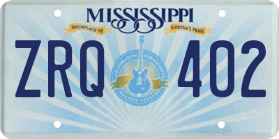 MS license plate ZRQ402