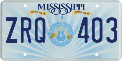 MS license plate ZRQ403