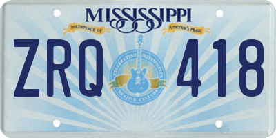 MS license plate ZRQ418