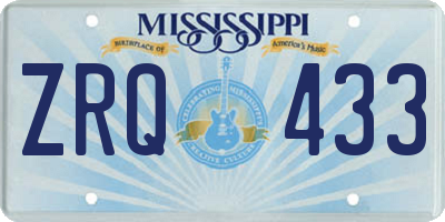 MS license plate ZRQ433