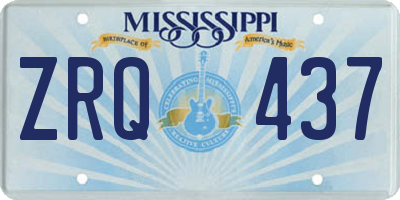 MS license plate ZRQ437