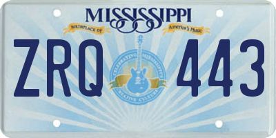 MS license plate ZRQ443