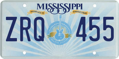 MS license plate ZRQ455