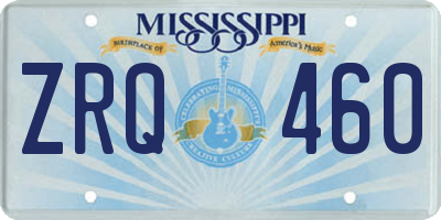 MS license plate ZRQ460