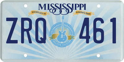 MS license plate ZRQ461