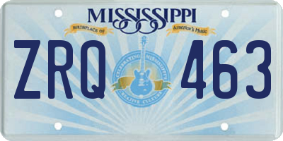 MS license plate ZRQ463