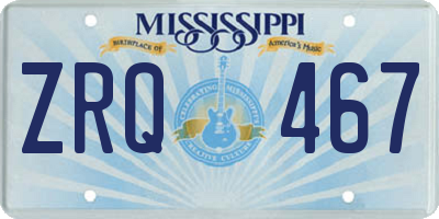 MS license plate ZRQ467