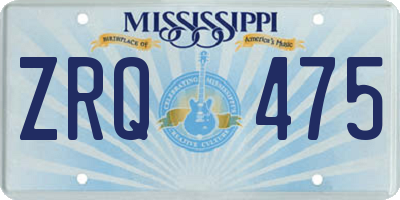 MS license plate ZRQ475