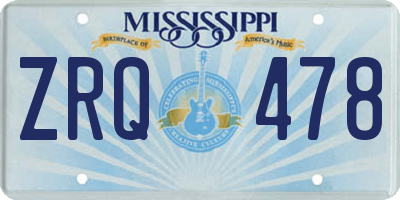 MS license plate ZRQ478
