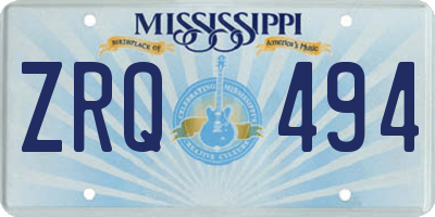 MS license plate ZRQ494