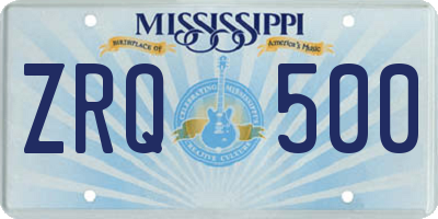 MS license plate ZRQ500