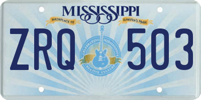 MS license plate ZRQ503