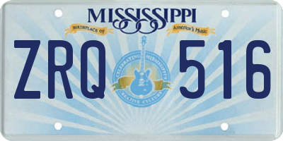 MS license plate ZRQ516