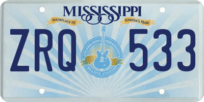 MS license plate ZRQ533