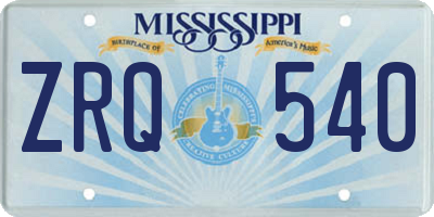 MS license plate ZRQ540