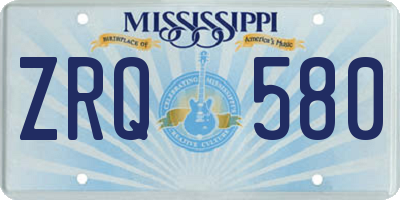 MS license plate ZRQ580