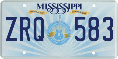 MS license plate ZRQ583