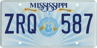 MS license plate ZRQ587