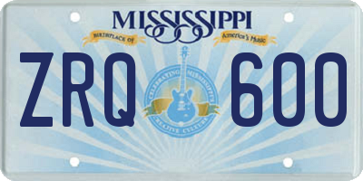 MS license plate ZRQ600